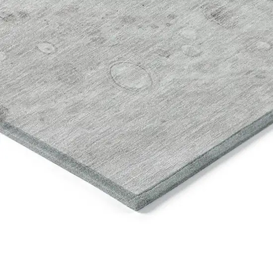8' Pewter Gray And Silver Round Abstract Washable Indoor Outdoor Area Rug Photo 7