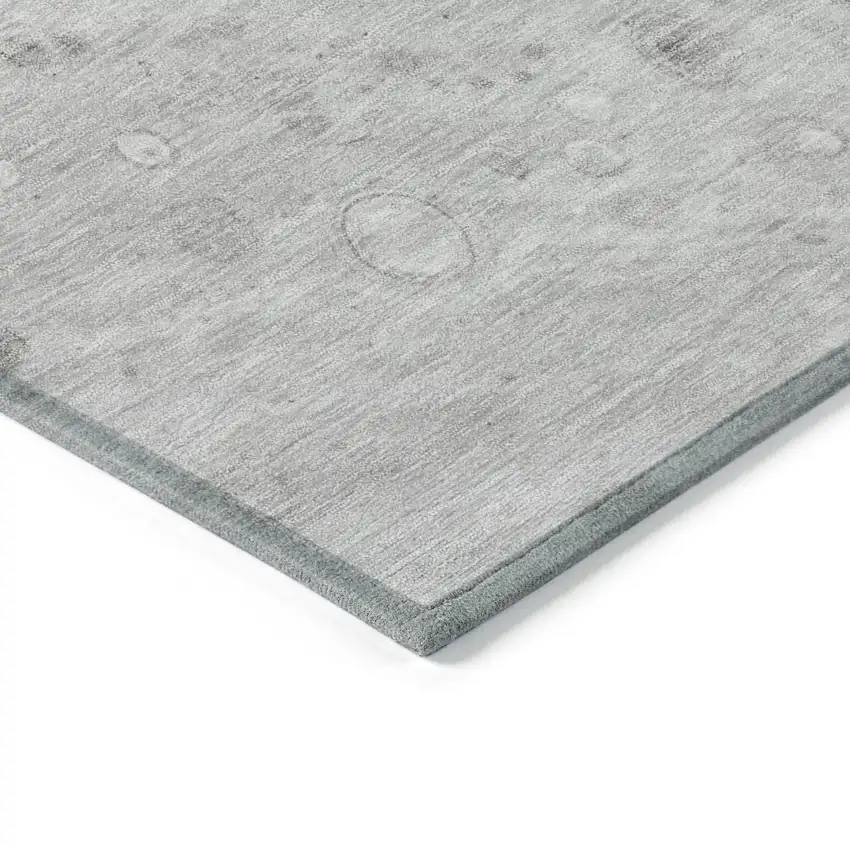 8' Pewter Gray And Silver Round Abstract Washable Indoor Outdoor Area Rug Photo 7