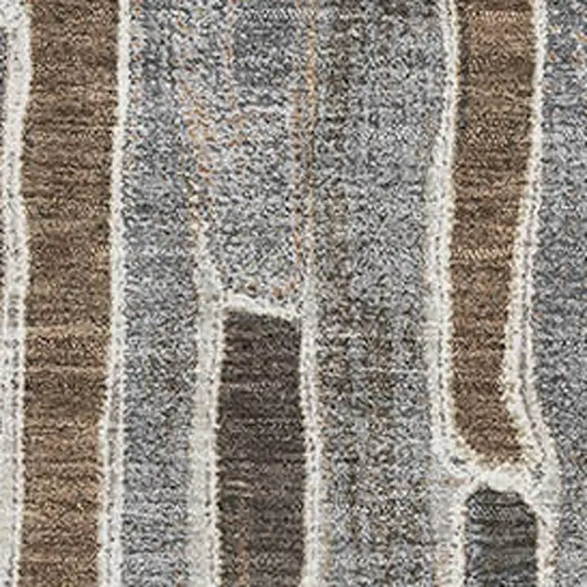 8' Pewter Gray And Silver Striped Washable Area Rug With UV Protection Photo 2