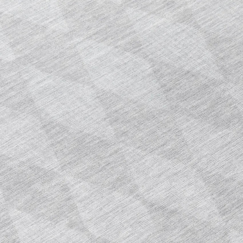 8' Pewter And Silver Round Geometric Washable Indoor Outdoor Area Rug Photo 7