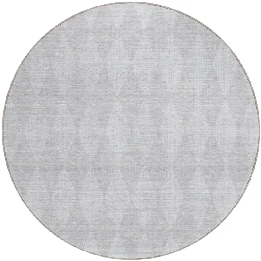 8' Pewter Round Geometric Washable Indoor Outdoor Area Rug Photo 2