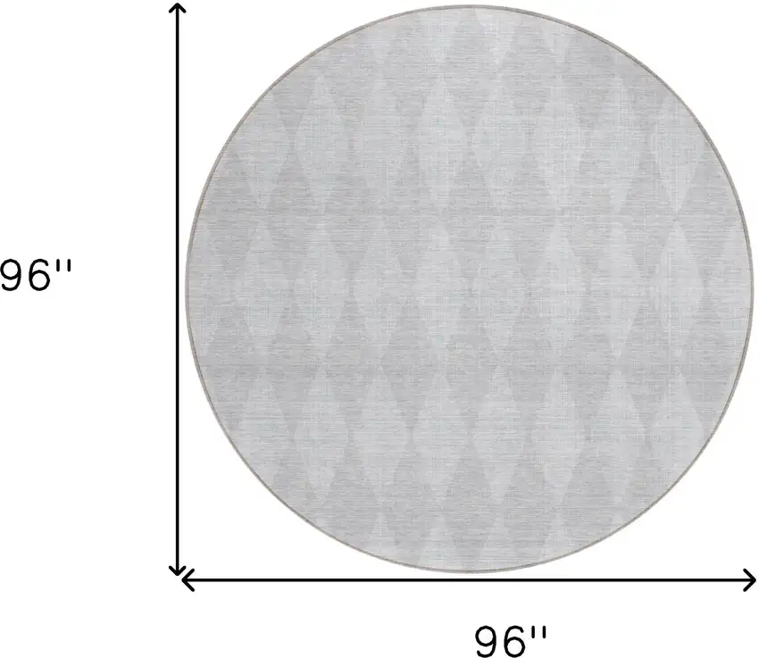 8' Pewter Round Geometric Washable Indoor Outdoor Area Rug Photo 3
