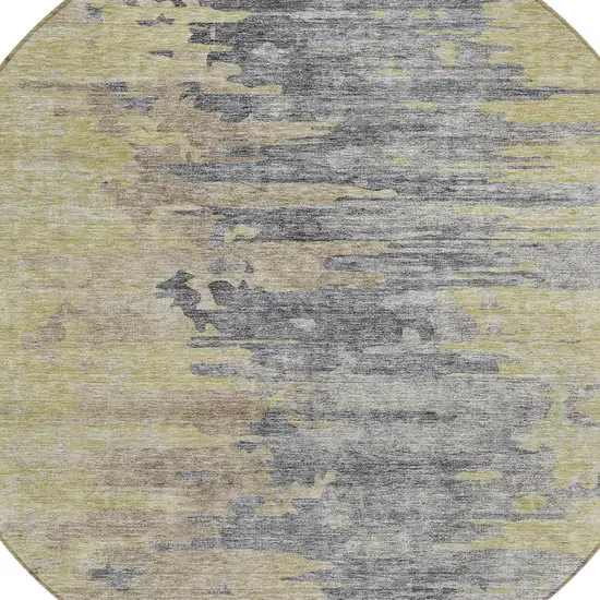 8' Pewter Silver And Gray Round Abstract Washable Indoor Outdoor Area Rug Photo 4