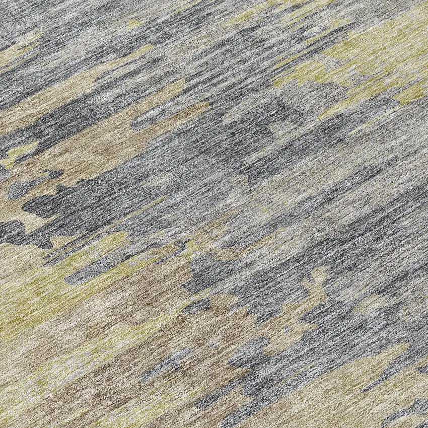 8' Pewter Silver And Gray Round Abstract Washable Indoor Outdoor Area Rug Photo 9