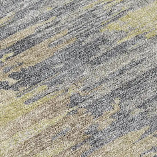 8' Pewter Silver And Gray Round Abstract Washable Indoor Outdoor Area Rug Photo 9