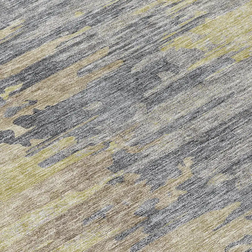 8' Pewter Silver And Gray Round Abstract Washable Indoor Outdoor Area Rug Photo 9