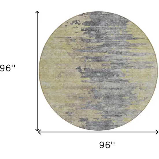 8' Pewter Silver And Gray Round Abstract Washable Indoor Outdoor Area Rug Photo 8