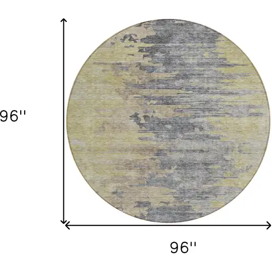 8' Pewter Silver And Gray Round Abstract Washable Indoor Outdoor Area Rug Photo 8