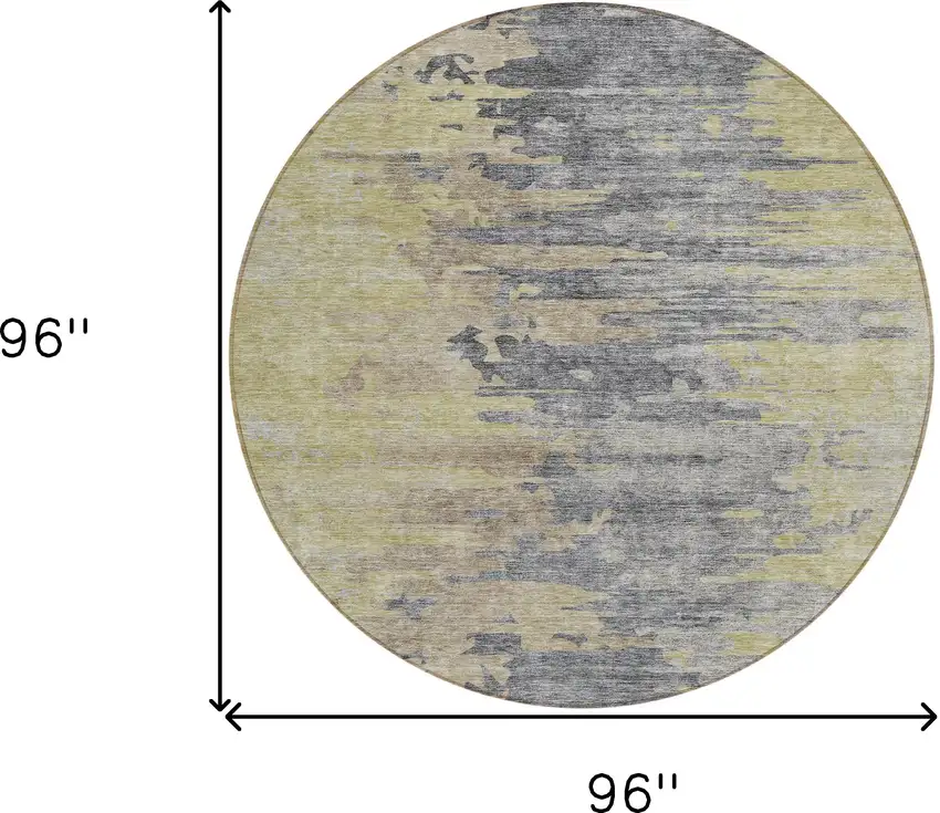 8' Pewter Silver And Gray Round Abstract Washable Indoor Outdoor Area Rug Photo 8