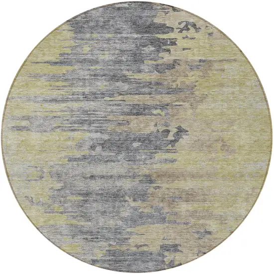 8' Pewter Silver And Gray Round Abstract Washable Indoor Outdoor Area Rug Photo 5