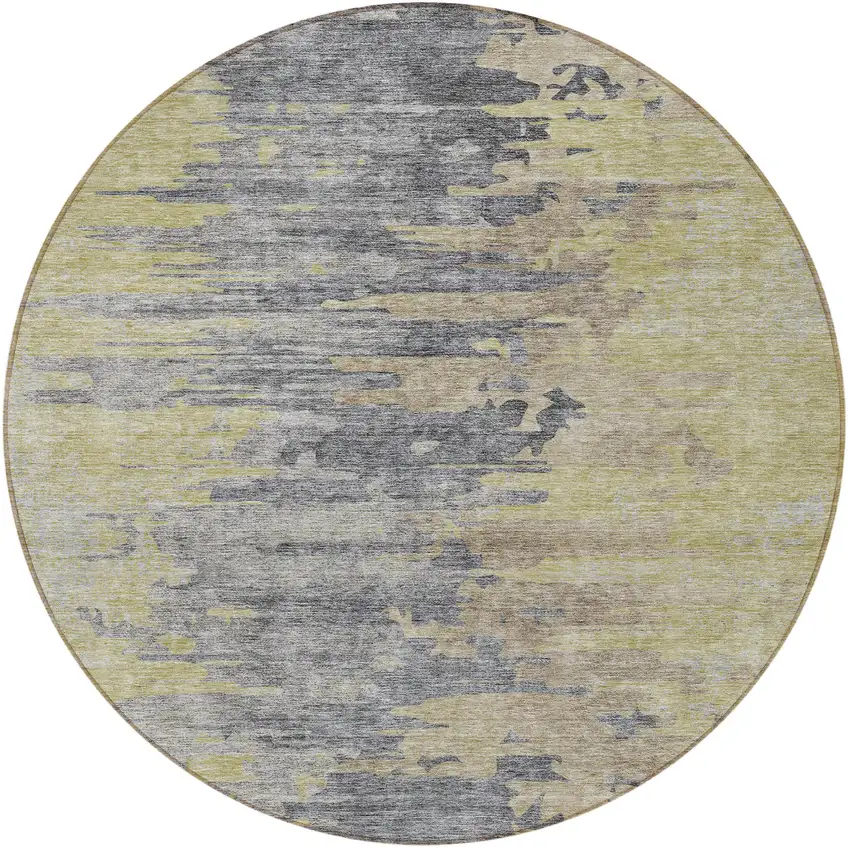 8' Pewter Silver And Gray Round Abstract Washable Indoor Outdoor Area Rug Photo 5