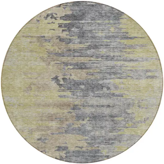 8' Pewter Silver And Gray Round Abstract Washable Indoor Outdoor Area Rug Photo 1