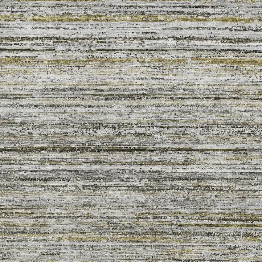 8' Pewter Silver And Gray Striped Washable Area Rug With UV Protection Photo 2