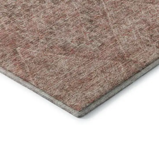 8' Pink And Beige Moroccan Washable Round Rug With UV Protection Photo 5