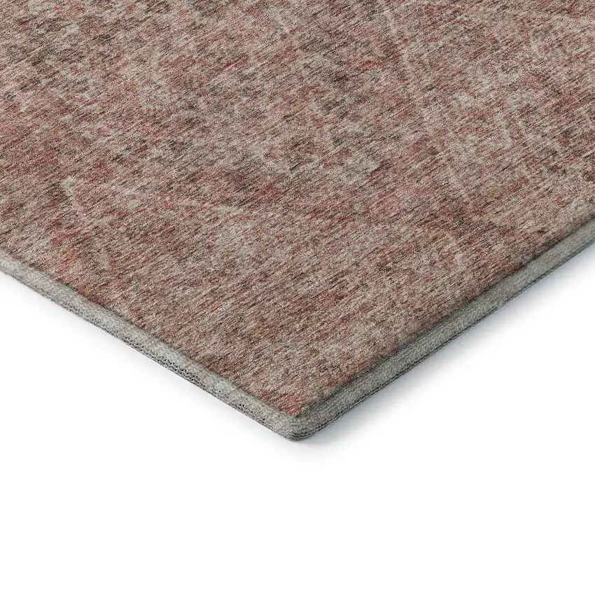 8' Pink And Beige Moroccan Washable Round Rug With UV Protection Photo 5