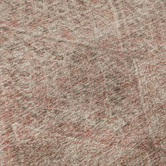 8' Pink And Beige Moroccan Washable Round Rug With UV Protection Photo 7