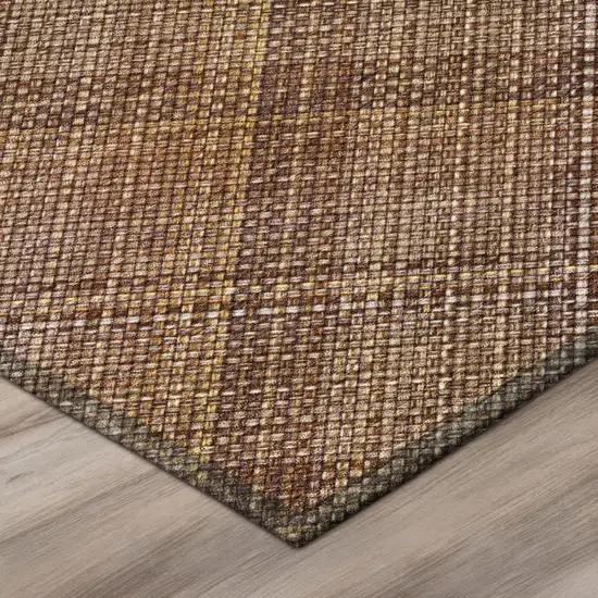 8' Pink And Beige Round Plaid Washable Indoor Outdoor Area Rug Photo 4