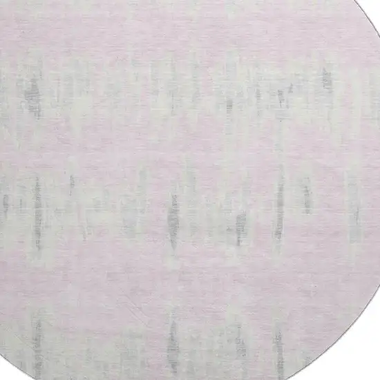 8' Pink And Beige Striped Washable Round Rug With UV Protection Photo 3