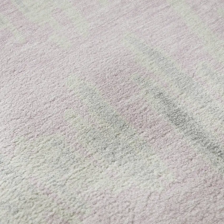 8' Pink And Beige Striped Washable Round Rug With UV Protection Photo 9