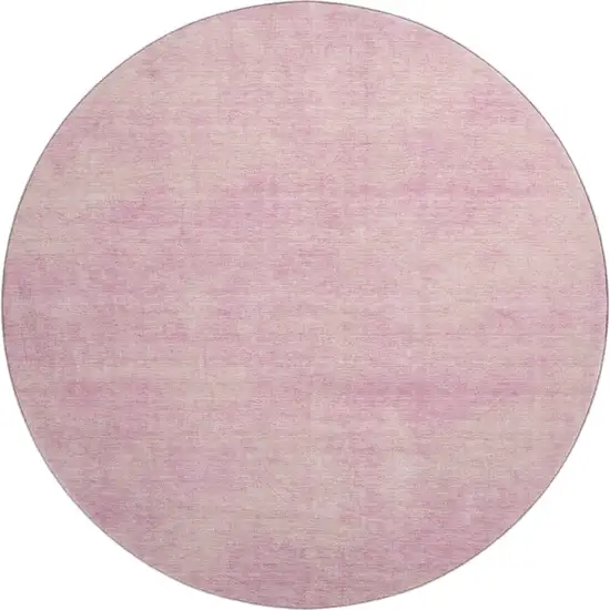 8' Pink And Blush Abstract Washable Round Rug With UV Protection Photo 1