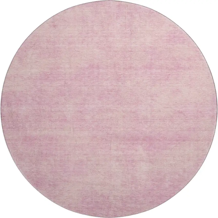 8' Pink And Blush Abstract Washable Round Rug With UV Protection Photo 1