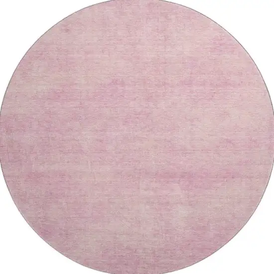 8' Pink And Blush Abstract Washable Round Rug With UV Protection Photo 2
