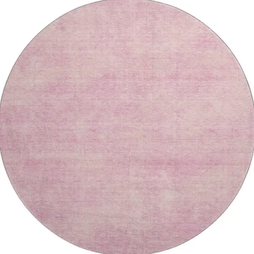8' Pink And Blush Abstract Washable Round Rug With UV Protection Photo 2