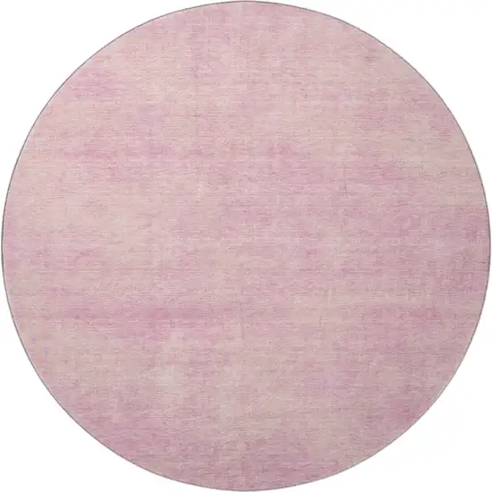 8' Pink And Blush Abstract Washable Round Rug With UV Protection Photo 3