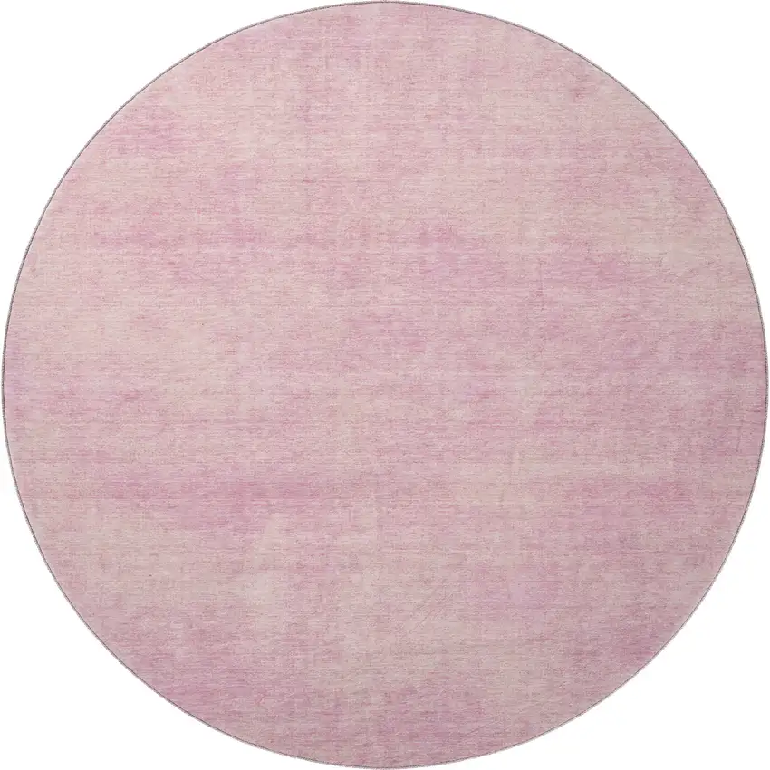 8' Pink And Blush Abstract Washable Round Rug With UV Protection Photo 3