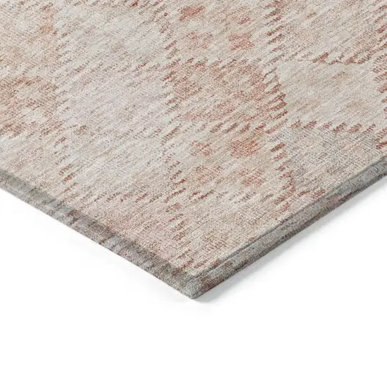 8' Pink And Blush Round Geometric Washable Indoor Outdoor Area Rug Photo 4