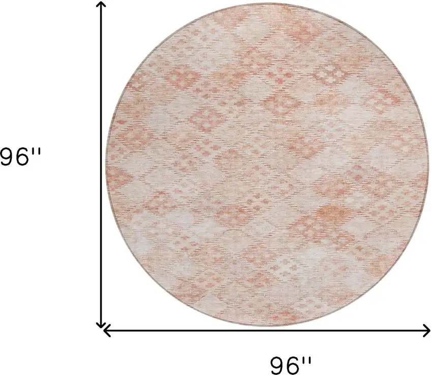 8' Pink And Blush Round Geometric Washable Indoor Outdoor Area Rug Photo 9