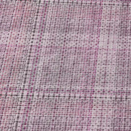 8' Pink And Blush Round Plaid Washable Indoor Outdoor Area Rug Photo 5