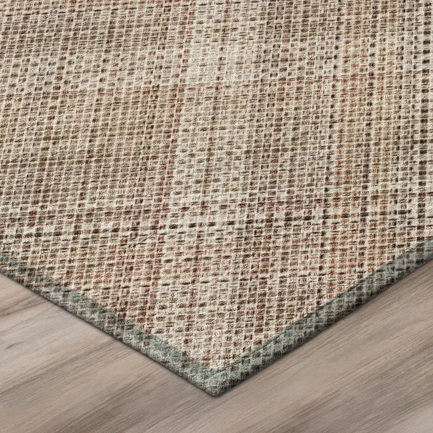 8' Pink And Blush Round Plaid Washable Indoor Outdoor Area Rug Photo 4