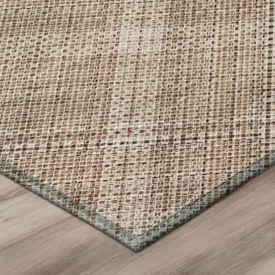 8' Pink And Blush Round Plaid Washable Indoor Outdoor Area Rug Photo 4