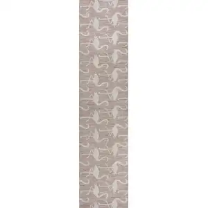 Photo of 8' Pink And Cream Animal Print Indoor Outdoor Runner Rug