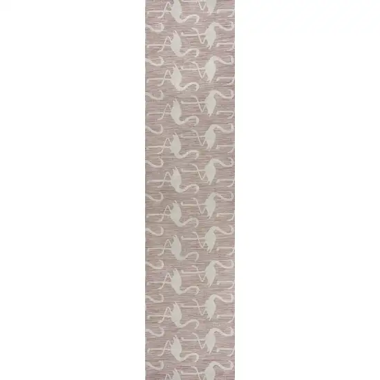 8' Pink And Cream Animal Print Indoor Outdoor Runner Rug Photo 1