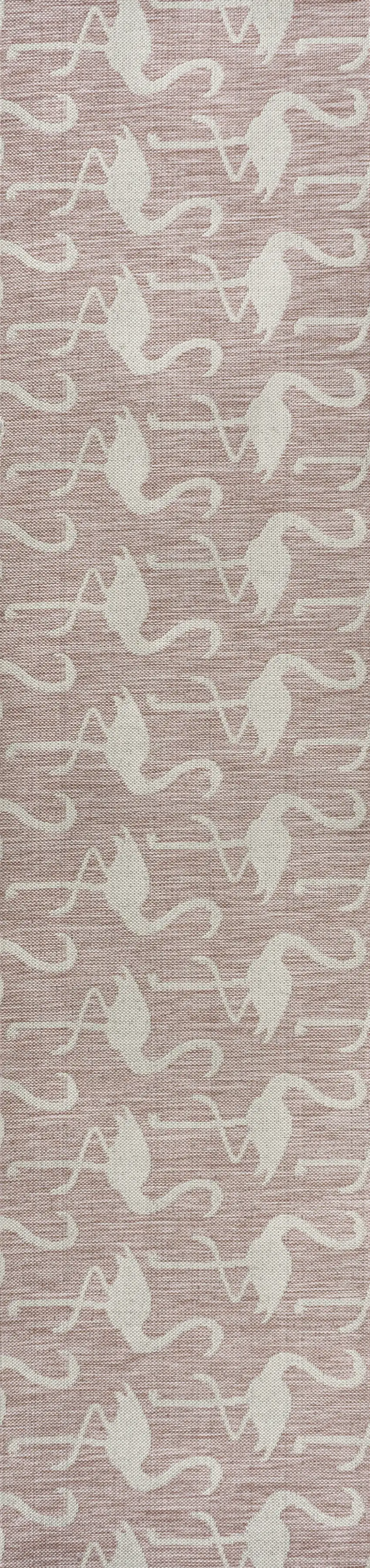 8' Pink And Cream Animal Print Indoor Outdoor Runner Rug Photo 1