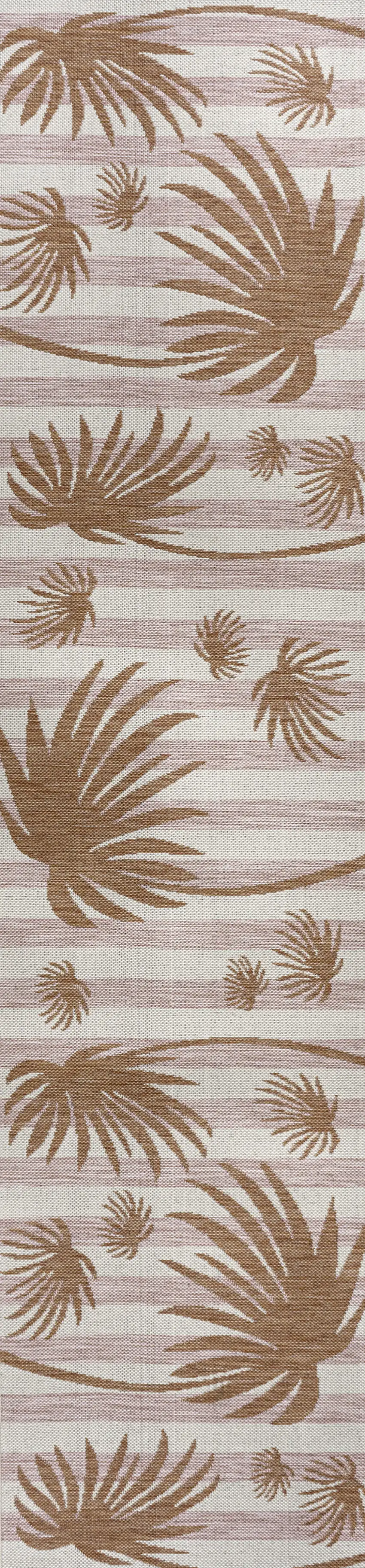 8' Pink And Cream Floral Indoor Outdoor Runner Rug Photo 2