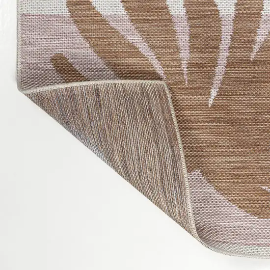 8' Pink And Cream Floral Indoor Outdoor Runner Rug Photo 5