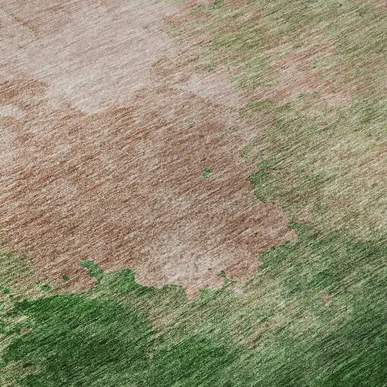 8' Pink And Emerald Abstract Washable Round Rug With UV Protection Photo 8