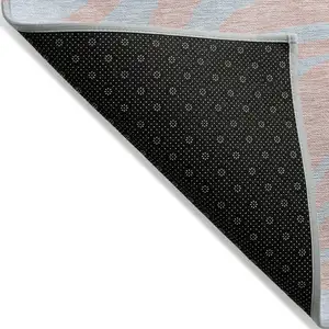 Photo of 8' Pink And Gray Round Animal Print Washable Indoor Outdoor Area Rug