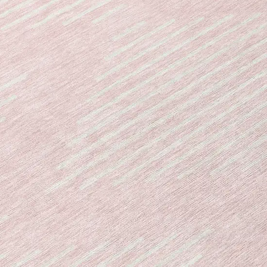 8' Pink And Gray Round Geometric Washable Indoor Outdoor Area Rug Photo 8