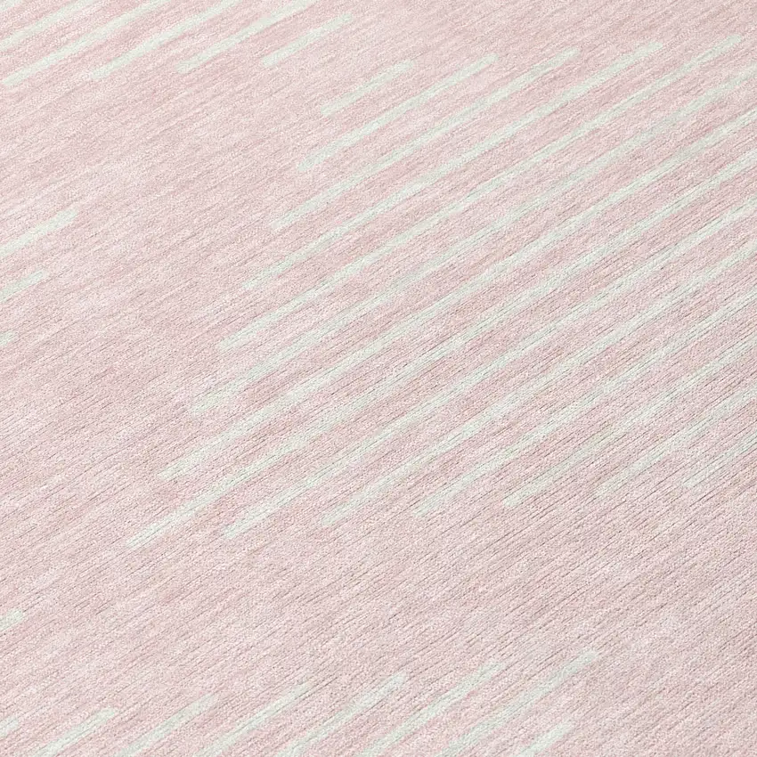 8' Pink And Gray Round Geometric Washable Indoor Outdoor Area Rug Photo 8