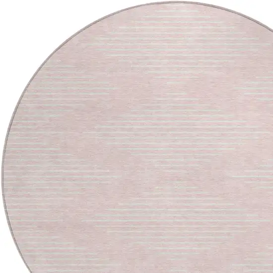 8' Pink And Gray Round Geometric Washable Indoor Outdoor Area Rug Photo 4