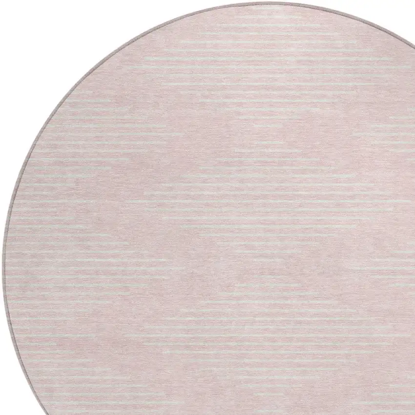 8' Pink And Gray Round Geometric Washable Indoor Outdoor Area Rug Photo 4