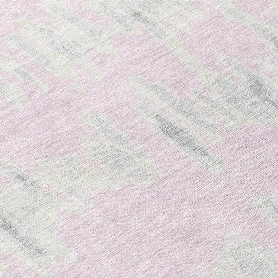 8' Pink And Gray Round Striped Washable Indoor Outdoor Area Rug Photo 8