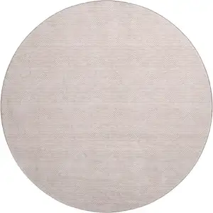 Photo of 8' Pink And Ivory Abstract Geometric Washable Round Rug With UV Protection