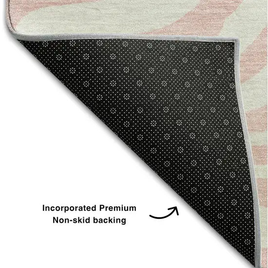 8' Pink And Ivory Animal Print Washable Round Rug With UV Protection Photo 5