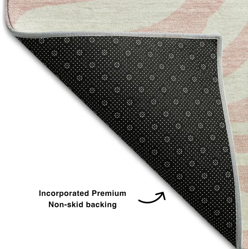 8' Pink And Ivory Animal Print Washable Round Rug With UV Protection Photo 5