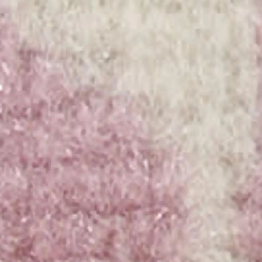 6' Pink And Ivory Damask Distressed Runner Rug Photo 3